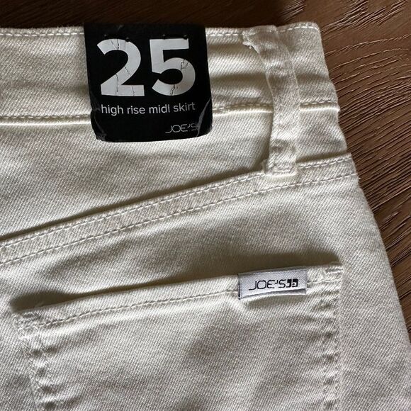 JOE'S JEANS High-rise Front Slit Midi Skirt In Cream - Picture 10 of 11